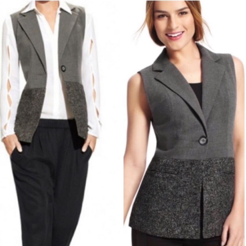 Cabi EUC Over the moon grey tweed vest sleeveless blazer size M